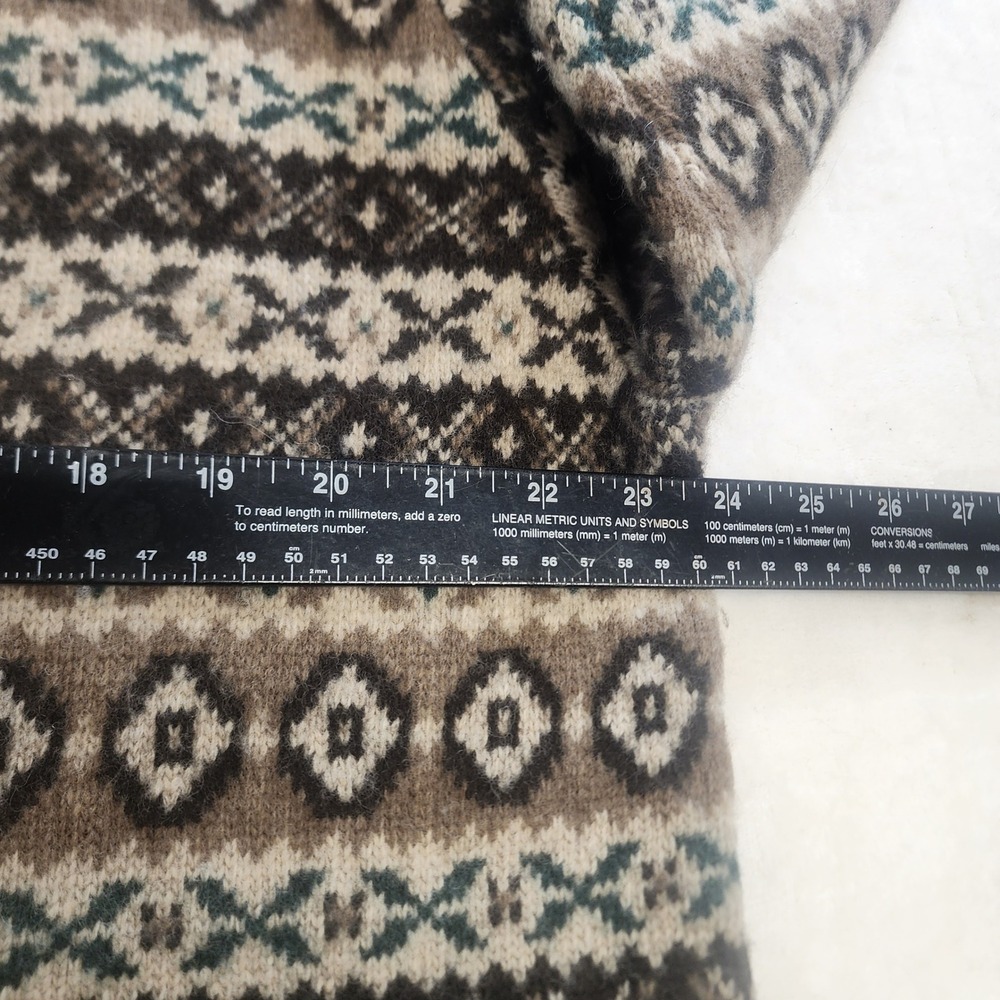 Vintage GAP Lambswool Fair Isle Sweater Large Brown Tan Crewneck Knit 727 - Picture 4 of 6